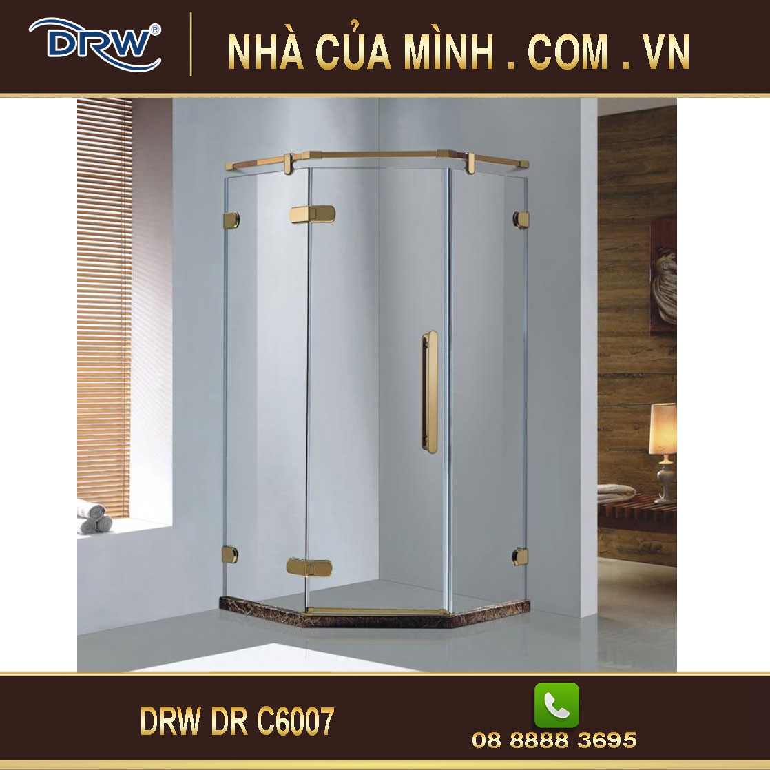Vách kính phòng tắm DRW DR C6007 cao cấp