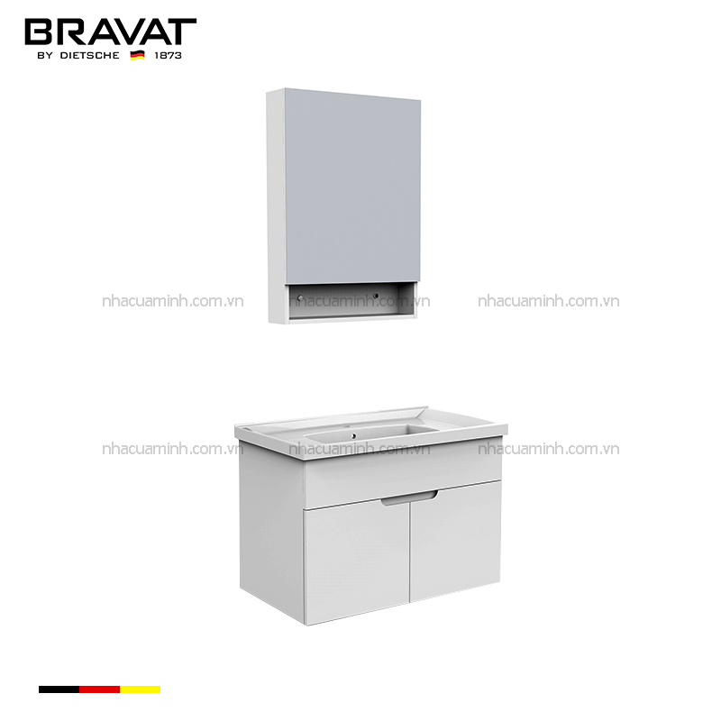 Bộ tủ chậu lavabo Bravat V53833W-W2 treo tường