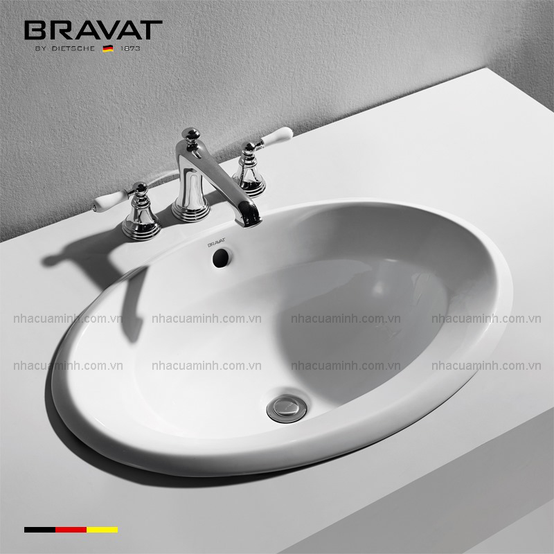 Chậu rửa lavabo Bravat C22218W-ENG bán âm cao cấp