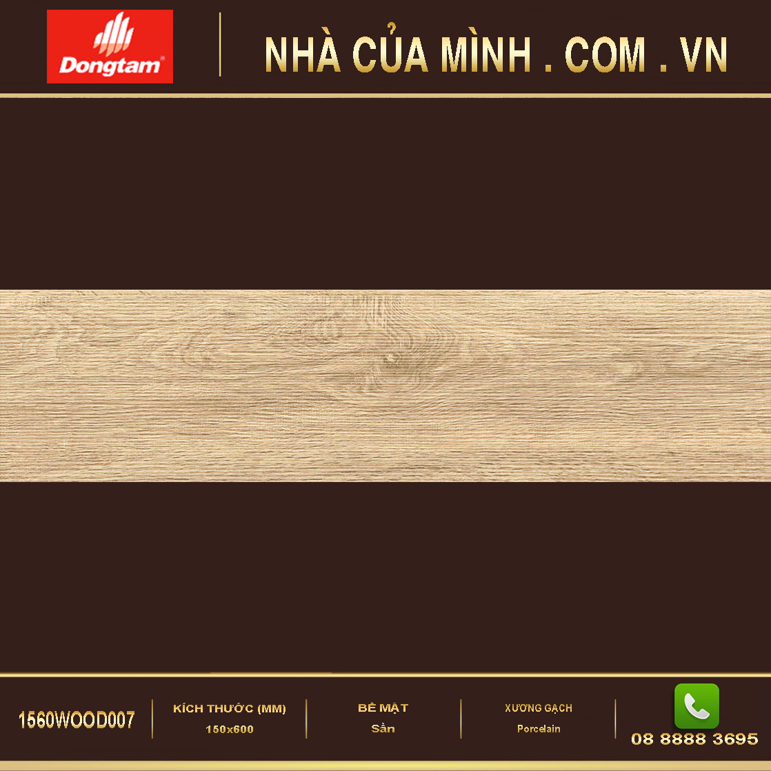 Gạch thẻ gỗ 150x600 Đồng Tâm 1560WOOD007 cao cấp