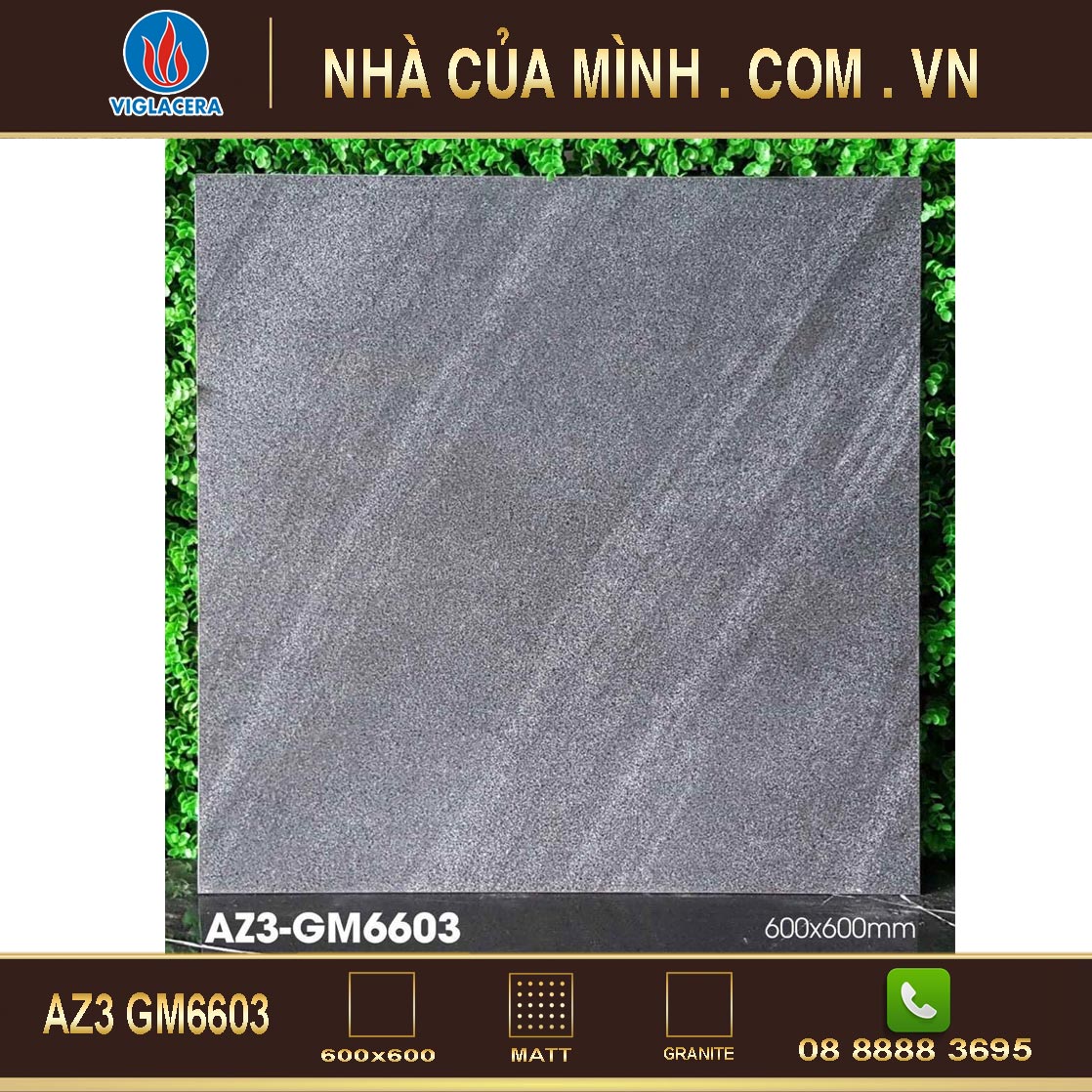 Gạch lát nền 60x60 granite Arizona AZ3-GM6603 cao cấp