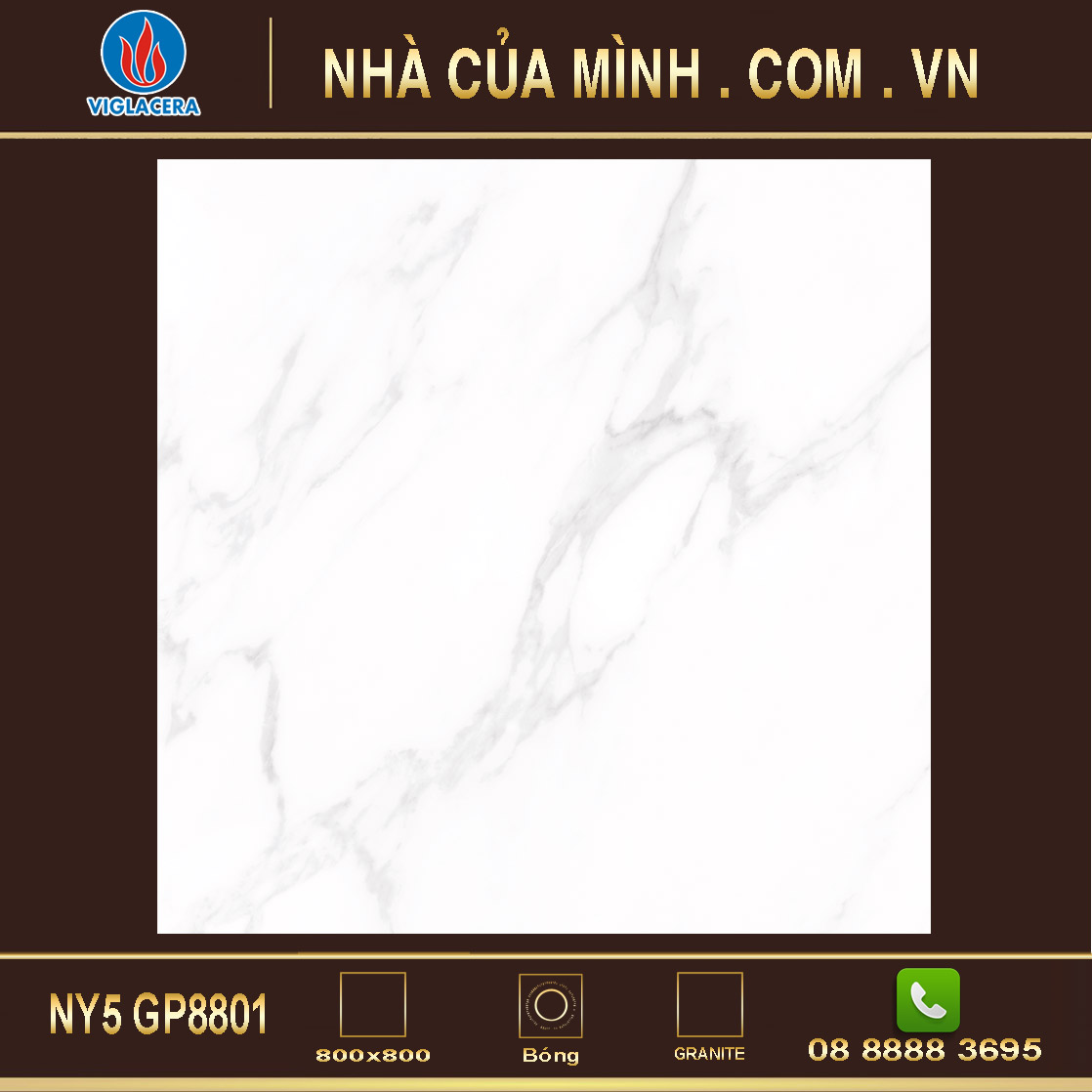 Gạch vân đá trắng khói Viglacera NY5 GP8801 giá rẻ